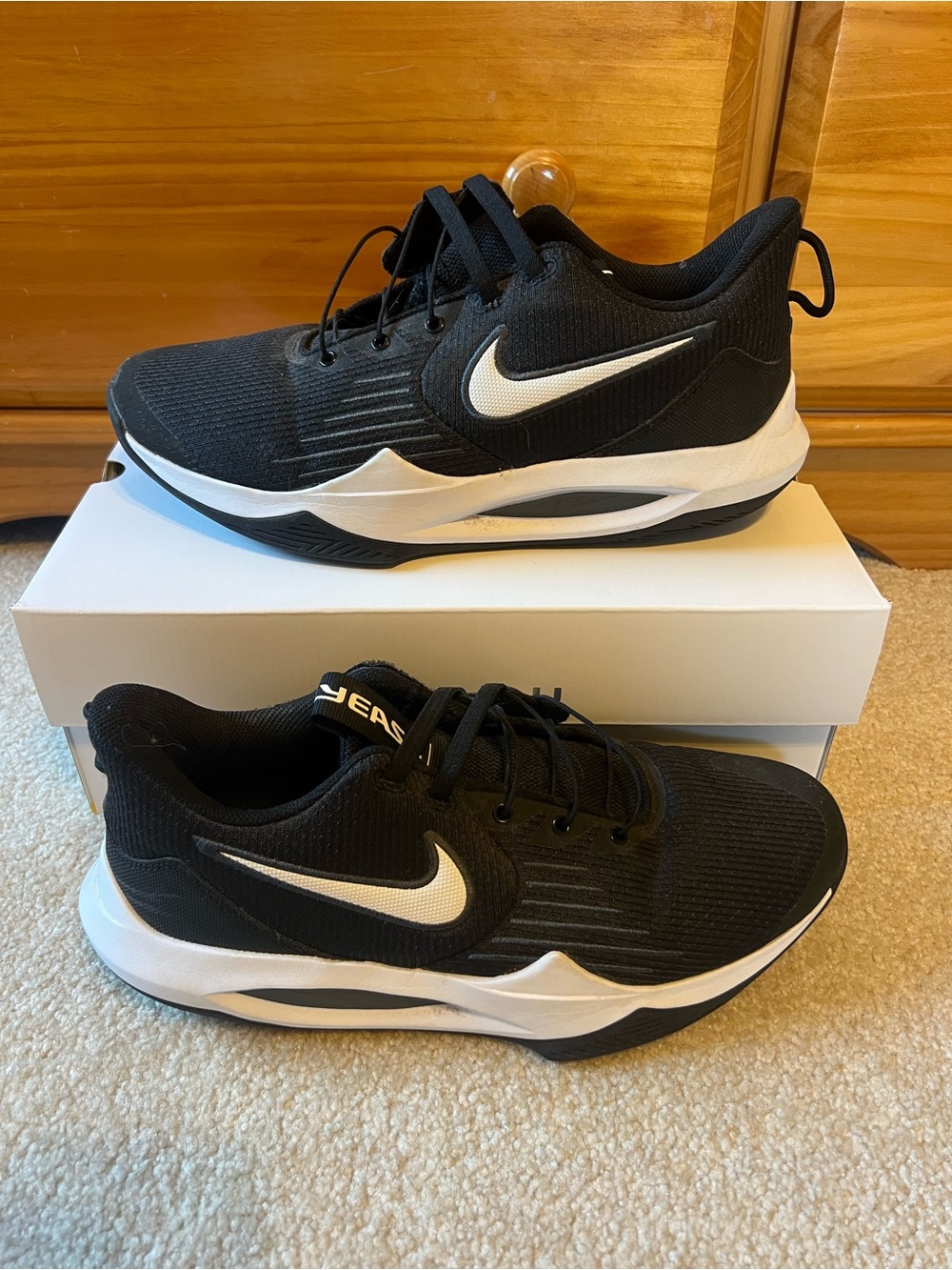 Nike Black and White Flyease Basketball Shoes
